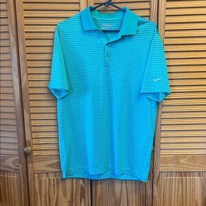 Nike Men's Aqua Striped Polo Shirt